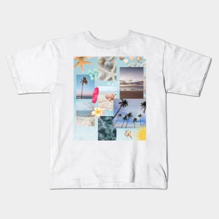 Fun Beachy Collage - Day at The Beach Kids T-Shirt